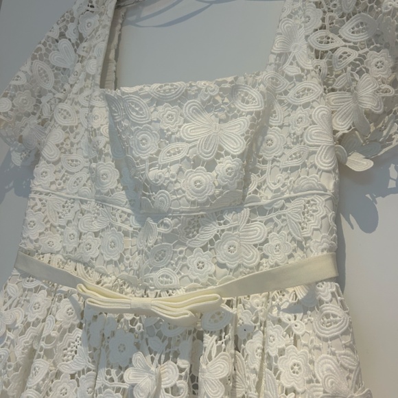 Self-Portrait White Guipure Lace Midi Dress NWT Size 10 - Picture 6 of 10